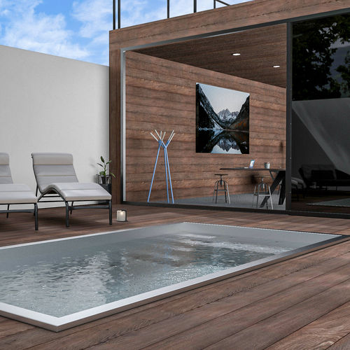 Piscina monoblocco - Steel And Style - a straripamento / corridoio di nuoto / su misura