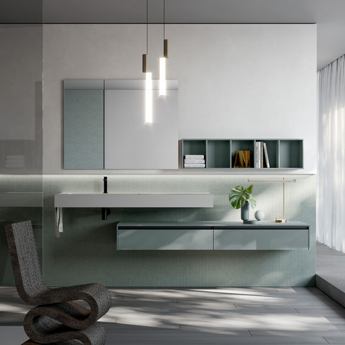 Mobile da bagno contemporaneo - SENSE - IDEAGROUP - in legno laccato opaco / in legno laccato / in teak