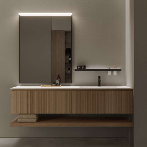 Mobile lavabo sospeso - VIACONDOTTI: 03 - IDEAGROUP - in legno / in Corian® / contemporaneo