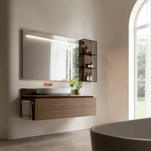 Mobile lavabo sospeso - DOLCEVITA 1 - IDEAGROUP - in legno / in marmo / contemporaneo