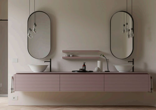 Mobile lavabo doppio - DOLCEVITA 2 - IDEAGROUP - sospeso / in legno / in marmo