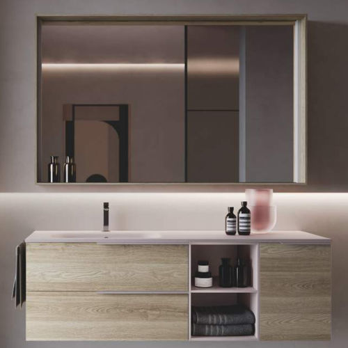 Mobile lavabo sospeso - MY TIME 01 - IDEAGROUP - in legno / in melaminico / contemporaneo