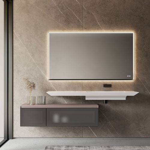 Specchio da bagno a muro - TECNICA-UP  - IDEAGROUP - contemporaneo / rettangolare / in alluminio