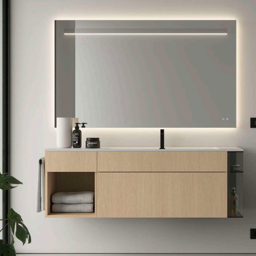 Mobile lavabo sospeso - DOGMA6 - IDEAGROUP - in legno / in marmo / in pietra arenaria