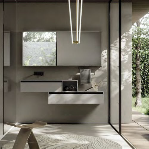 Mobile lavabo sospeso - SENSE 05 - IDEAGROUP - in legno / contemporaneo / senza ante