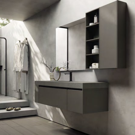 Mobile lavabo sospeso - SENSE 07 - IDEAGROUP - in legno / contemporaneo / senza ante