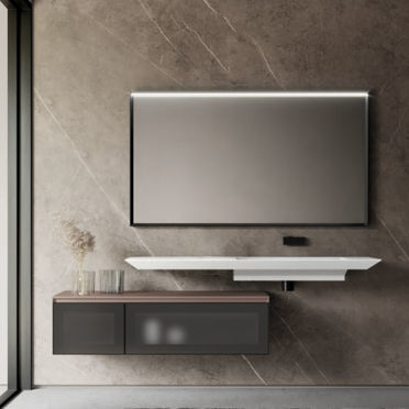 Mobile lavabo sospeso - CUBIK: 7 - IDEAGROUP - in legno / contemporaneo / senza ante