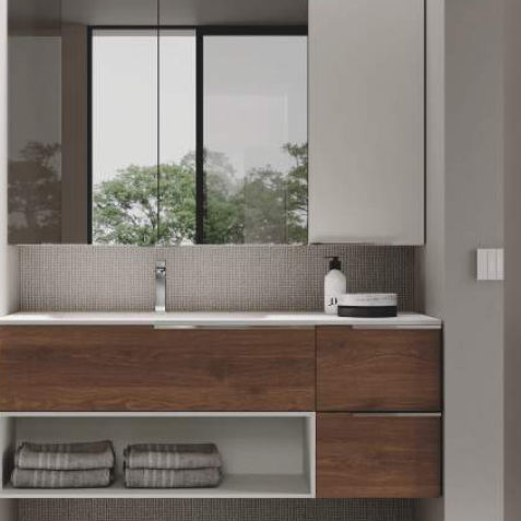 Mobile lavabo sospeso - MY TIME 05 - IDEAGROUP - in legno / contemporaneo / senza ante