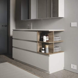Mobile lavabo da appoggio - MY TIME 06 - IDEAGROUP - in legno / in HPL / contemporaneo