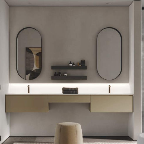 Mobile lavabo sospeso - MY TIME 09 - IDEAGROUP - in legno / contemporaneo / senza ante