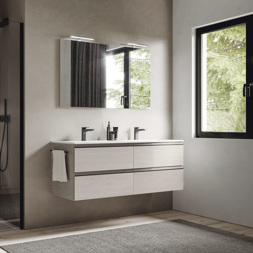 Mobile lavabo doppio - SYSTEM - 06 - IDEAGROUP - sospeso / in melaminico / contemporaneo