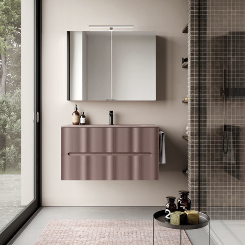Mobile lavabo sospeso - SMYLE: 01 - IDEAGROUP - in legno / contemporaneo / senza ante