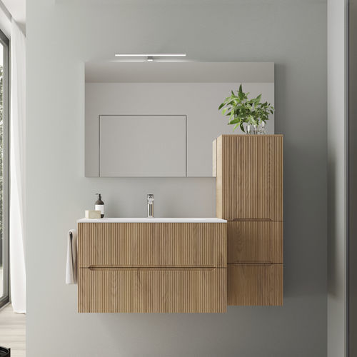 Mobile lavabo sospeso - SMYLE: 04 - IDEAGROUP - da appoggio / in legno / contemporaneo