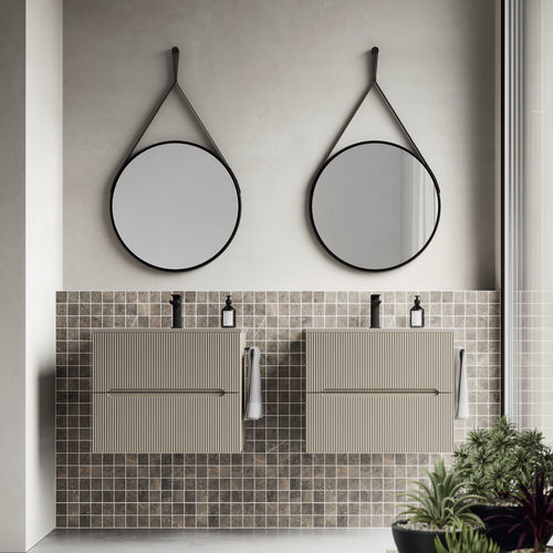Mobile lavabo doppio - SMYLE: 08 - IDEAGROUP - sospeso / in legno / contemporaneo