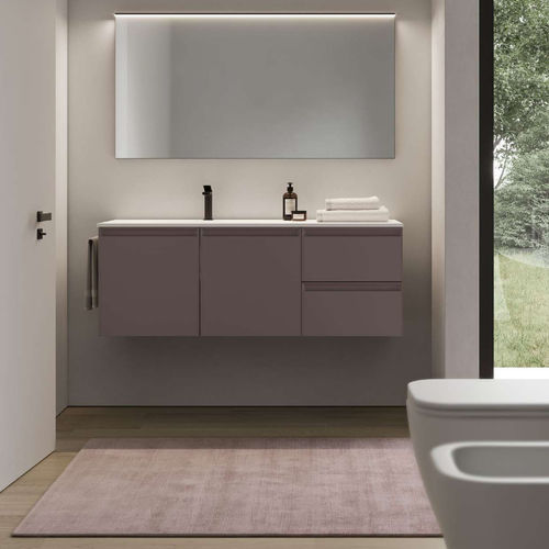 Mobile lavabo sospeso - 01 LOGIC - IDEAGROUP - polimerico / contemporaneo / con armadietto integrato
