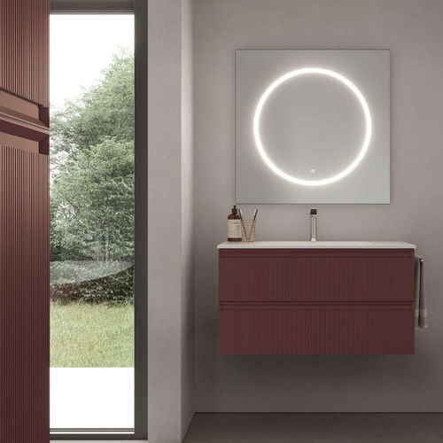 Mobile lavabo sospeso - 03 STEP - IDEAGROUP - polimerico / contemporaneo / con armadietto integrato