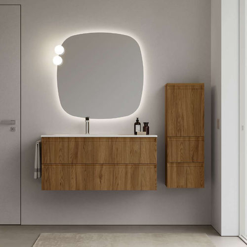 Mobile lavabo sospeso - 04 STEP - IDEAGROUP - polimerico / contemporaneo / con armadietto integrato