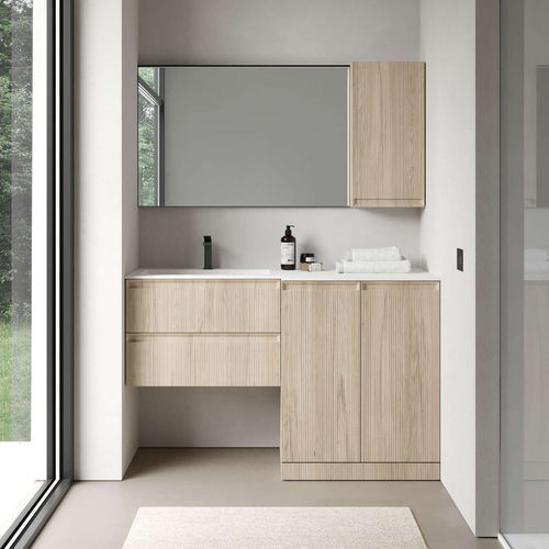 Mobile lavabo sospeso - 08 STEP - IDEAGROUP - polimerico / contemporaneo / con armadietto integrato