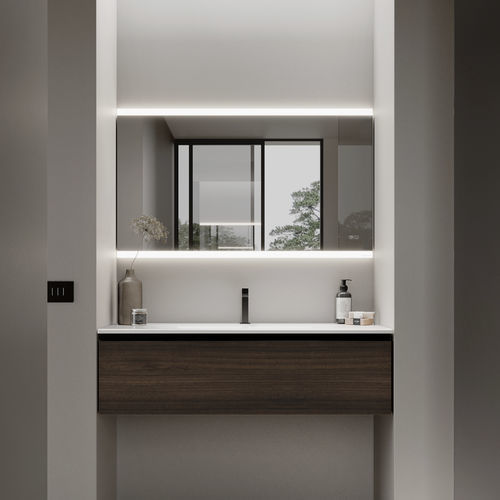 Mobile lavabo sospeso - My Time 11 - IDEAGROUP - in legno / in ceramica / contemporaneo