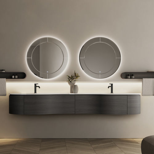 Mobile lavabo doppio - 06 - IDEAGROUP - sospeso / in legno / in composito