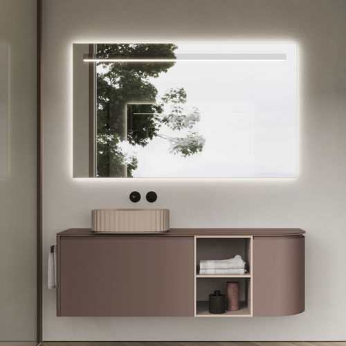 Mobile lavabo sospeso - 09 - IDEAGROUP - in vetro smerigliato / contemporaneo / senza ante