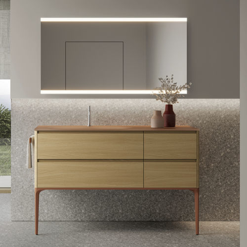 Mobile lavabo da appoggio - 12 - IDEAGROUP - in legno / in vetro smerigliato / contemporaneo
