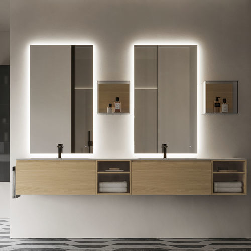 Mobile lavabo doppio - 17 - IDEAGROUP - sospeso / in legno / in composito