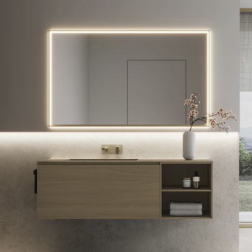 Mobile lavabo sospeso - 20 - IDEAGROUP - in legno / in pietra arenaria / contemporaneo