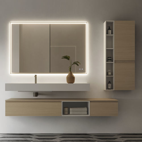 Mobile lavabo sospeso - 21 - IDEAGROUP - in legno / in Corian® / contemporaneo