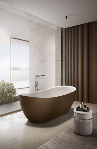 Vasca da bagno ovale - KUNA - IDEAGROUP - ad isola / per ambiente abitativo / in Solid Surface