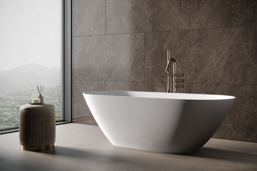 Vasca da bagno ovale - HOME - IDEAGROUP - ad isola / per ambiente abitativo / in Solid Surface