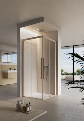 Box doccia in alluminio - SPACE - IDEAGROUP - in vetro temprato / con porta scorrevole / d'angolo