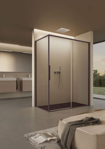 Box doccia in alluminio - BRAVE - IDEAGROUP - in vetro temprato / con porta scorrevole / rettangolare