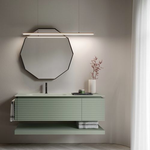 Mobile lavabo a muro - DOLCEVITA 11 - IDEAGROUP - in legno / in vetro smerigliato / contemporaneo