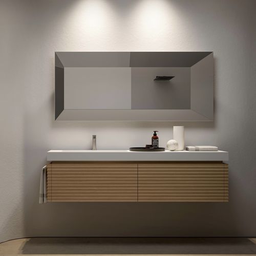 Mobile lavabo a muro - DOLCEVITA 12 - IDEAGROUP - in rovere / in Corian® / contemporaneo