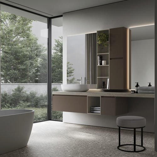 Mobile da bagno con illuminazione integrata - NYÙ 12 - IDEAGROUP - contemporaneo / per uso residenziale / in Fenix®