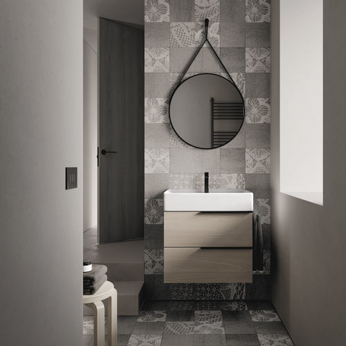 Mobile lavabo a muro - MY TIME 22 - IDEAGROUP - in legno / in ceramica / contemporaneo