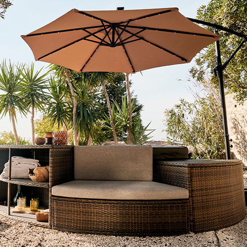 Ombrellone ottagonale - NETSPA - POOLSTAR - laterale / in tela / con LED integrati
