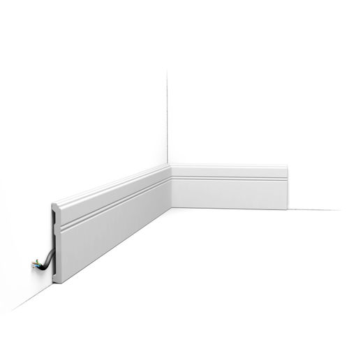 Battiscopa bianco - SX105 - Orac Decor® - polimerico / con modanature / per circuito elettrico