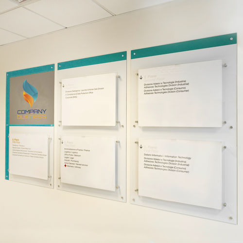 Pannello segnaletico da parete - S-PARETE - STUDIO T - in alluminio / in Plexiglas® / di orientamento