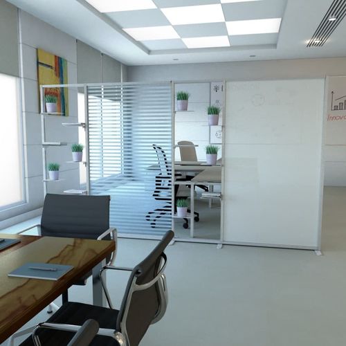 Divisorio per ufficio a pavimento - INUNO-MIX - STUDIO T - in metacrilato / in alluminio / modulare