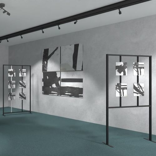 Espositore per quadro - ARTIS - STUDIO T - da terra / in alluminio / a doppia faccia