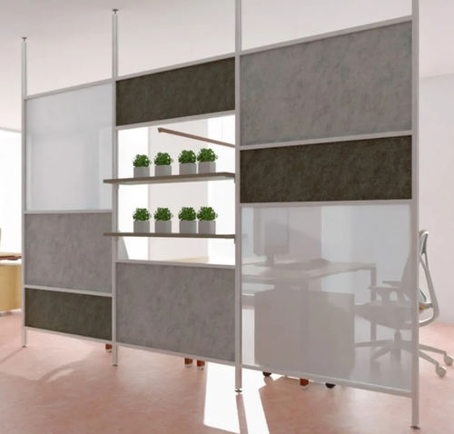 Divisorio per ufficio a pavimento - TOSCA QUADRO - STUDIO T - con fissaggio a soffitto / in PET / in feltro acustico