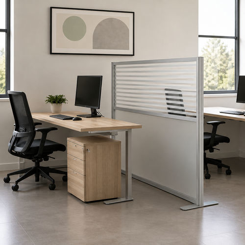 Divisorio per ufficio su scrivania - OFFICE 130 - STUDIO T - a pavimento / autoportante / in PET