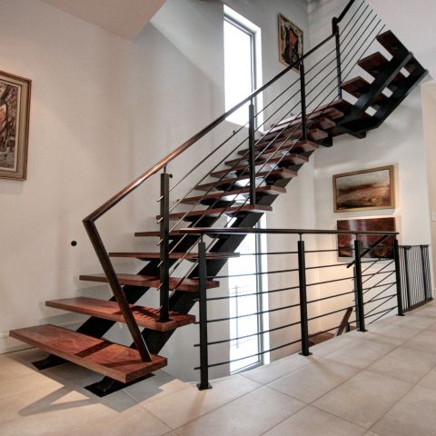Scala dritta - RAIL 2230 - BATTIG DESIGN - a L / con gradini in legno / con struttura in acciaio