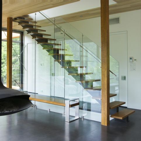 Scala dritta - BACKBONE 007 - BATTIG DESIGN - con gradini in legno / con struttura in acciaio inossidabile / contemporanea