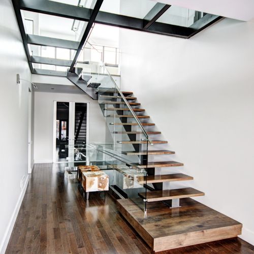 Scala dritta - BACKBONE 2440-3 - BATTIG DESIGN - con gradini in legno / con struttura in metallo / contemporanea