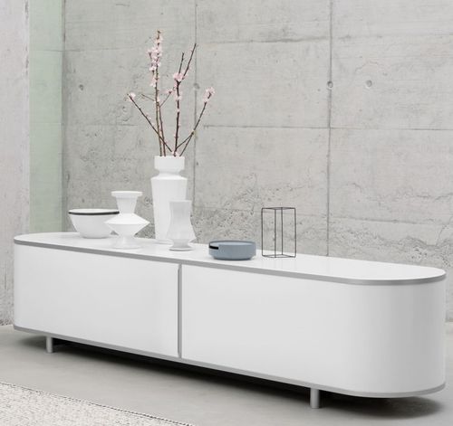 Credenza contemporanea - 44 LONGBOARD - Wogg - in legno laccato / in vetro / bianca