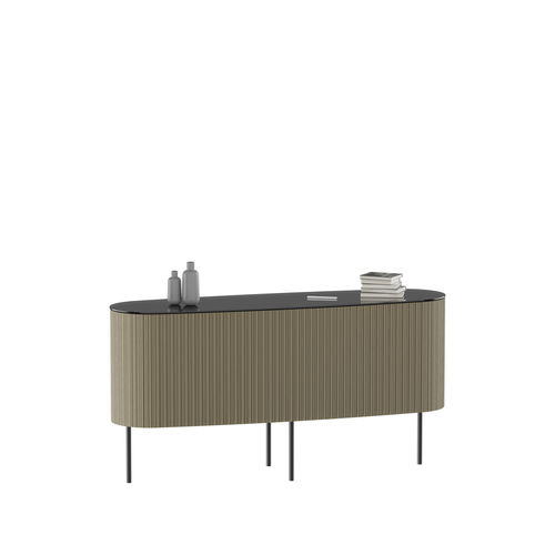 Credenza contemporanea - Wogg 82 Champagner - Wogg - in alluminio / in vetro laccato / a serranda