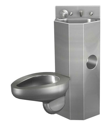 WC da appoggio - PENAL-WARE® : 1415 - Acorn - in acciaio inossidabile / per bagno pubblico / con lavabo integrato